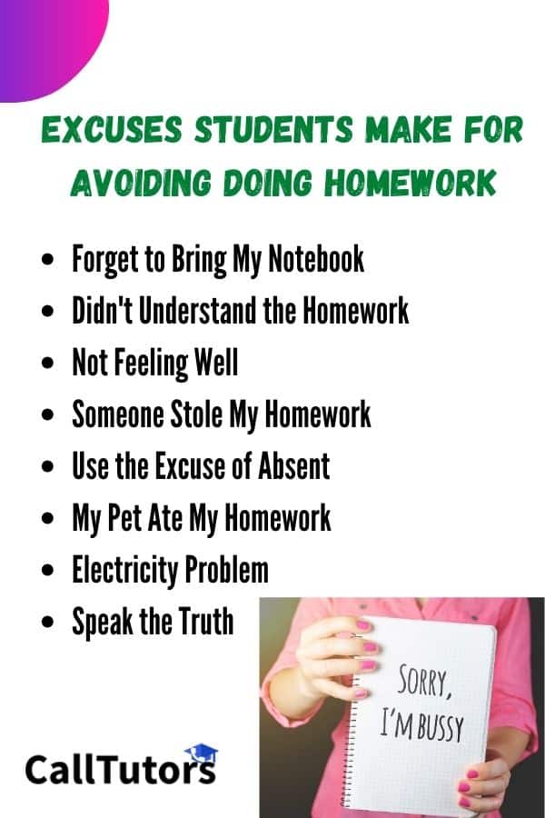 top 10 best excuses for not doing homework