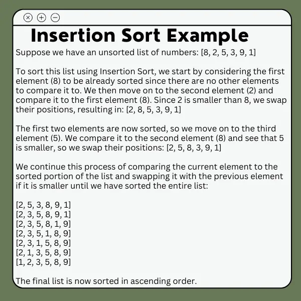 Insertion sort example