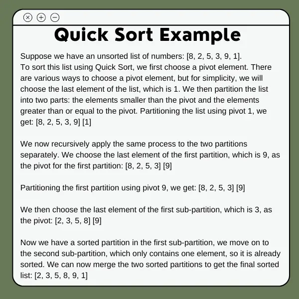Quick sort example